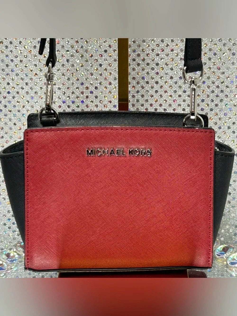 Michael Kors Red Crossbody Bag with Black Strap